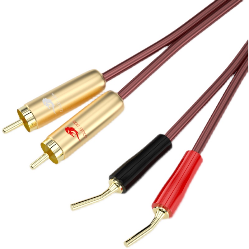 Hifi OFC Active Speaker Cable Dual RCA to Dual Banana Spade Plug 2Y 2.0 Pin for Sub-Woofer AMP Soundbox Cable 1M 2M 3M 5M 8M 10M: grey / 5m