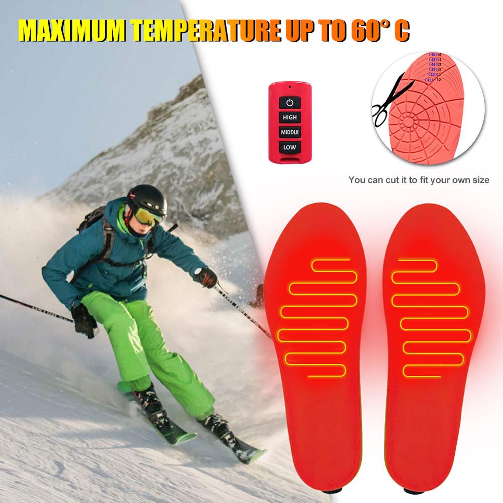 Heatied Insoles Battery-powered Rechargeable Heating Insole Foot Warmers Temperature Control Via Remote Control Winter Insoles