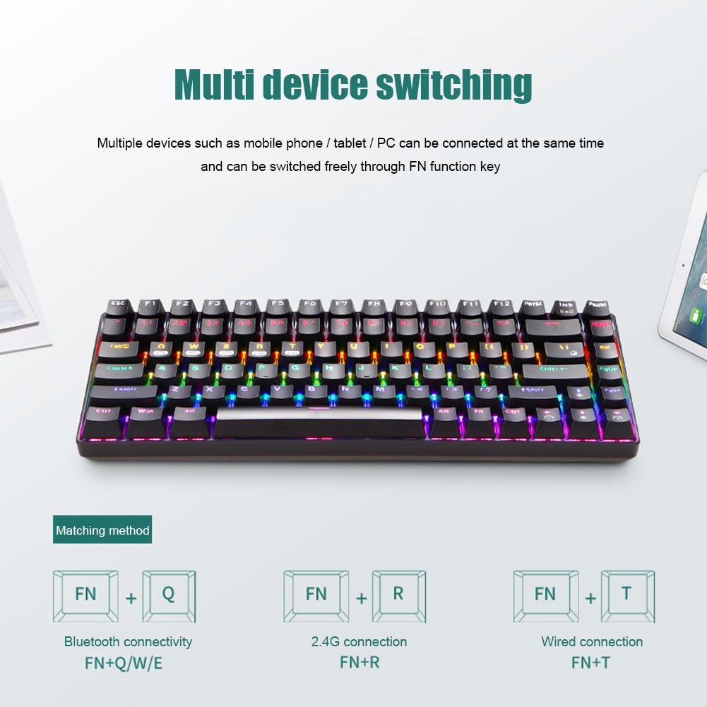 84 nøgler gaming mekanisk tastatur swap trådløst bluetooth rgb baggrundsbelyst tastatur til pc/mac trådløst mekanisk tastatur