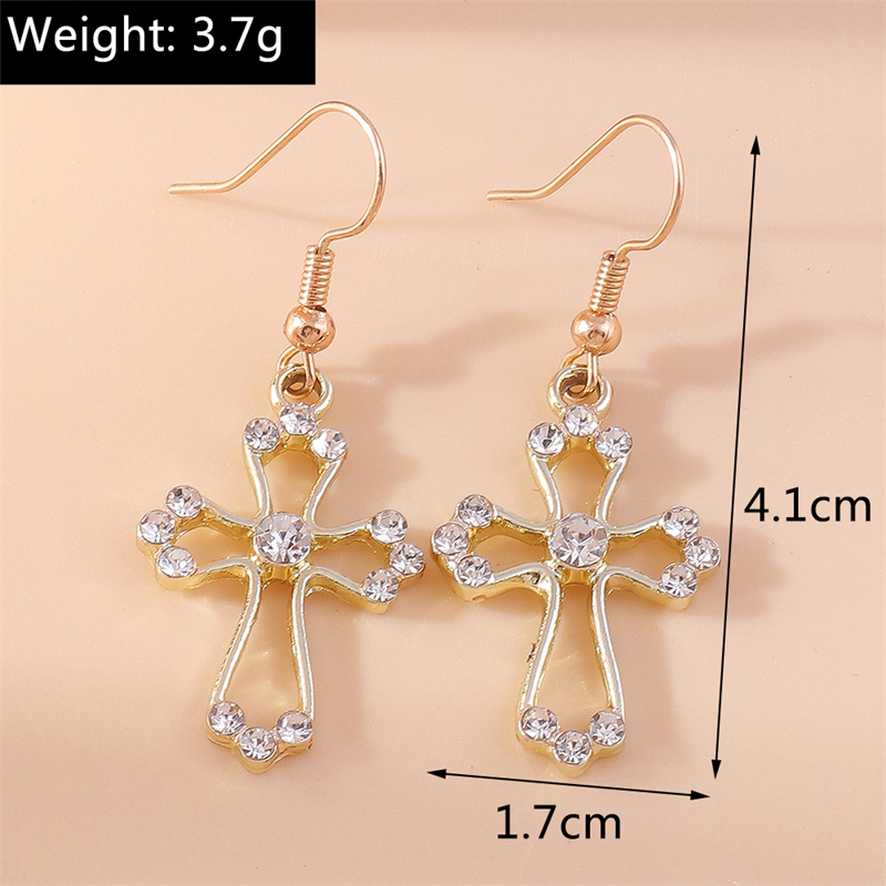 Boucles d'oreilles pendantes en croix de cristal pour femmes, alliage gothique, crochets pendants, fête de filles, de bijoux de , mignon