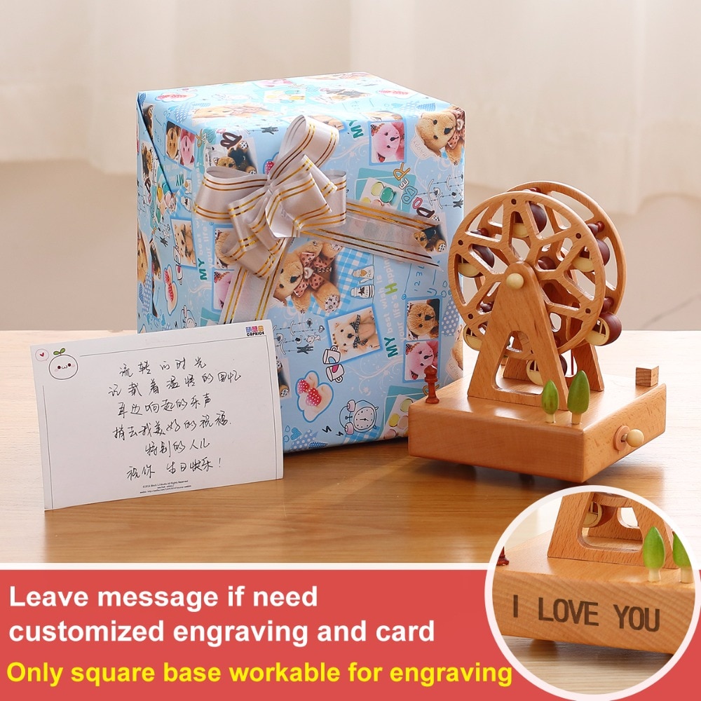 Wood Music Box Caja Musical Wooden Boxes Girls Clockwork Craft Free Engraved Birthday Home Decoration Accessories YYH-MZ