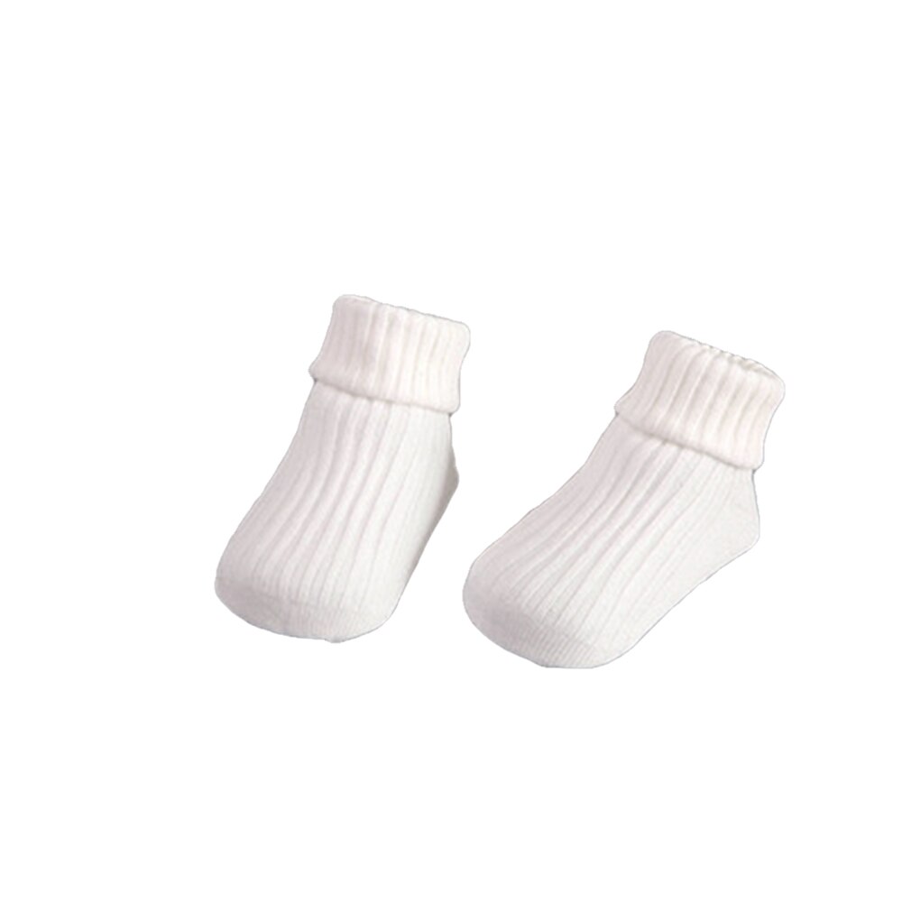 Baby Baumwolle Gestrickte Solide Weiche Socken Nicht Rutsch Niedlichen Kleinkind Jungen Mädchen Herbst Winter Warm Dicken Boden Kurze Socken 4 farben 0-3T: WHITE / 24M to 3T