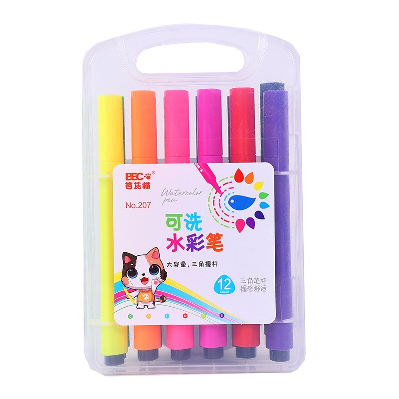 12/18/24/36 Colors Art Marker Pen Watercolor Pencils Drawing Set Art Supplies Graffiti Pen Washable Markers for Kids: 12color