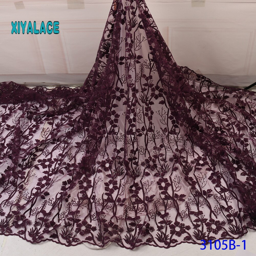 Franske pailletter blondestof kvinder brudekjole afrikansk blondestof blonde afrikansk tyl blondestof  ya3105b-5