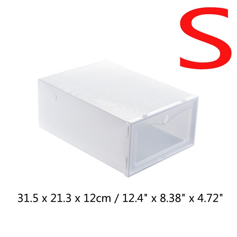 Składane przezroczyste plastikowe pudełka na buty wieżowych Floding DIY szuflady na buty pojemniki robić przechowywania organizatorzy domowe pudełko robić przechowywania butów: biały-S