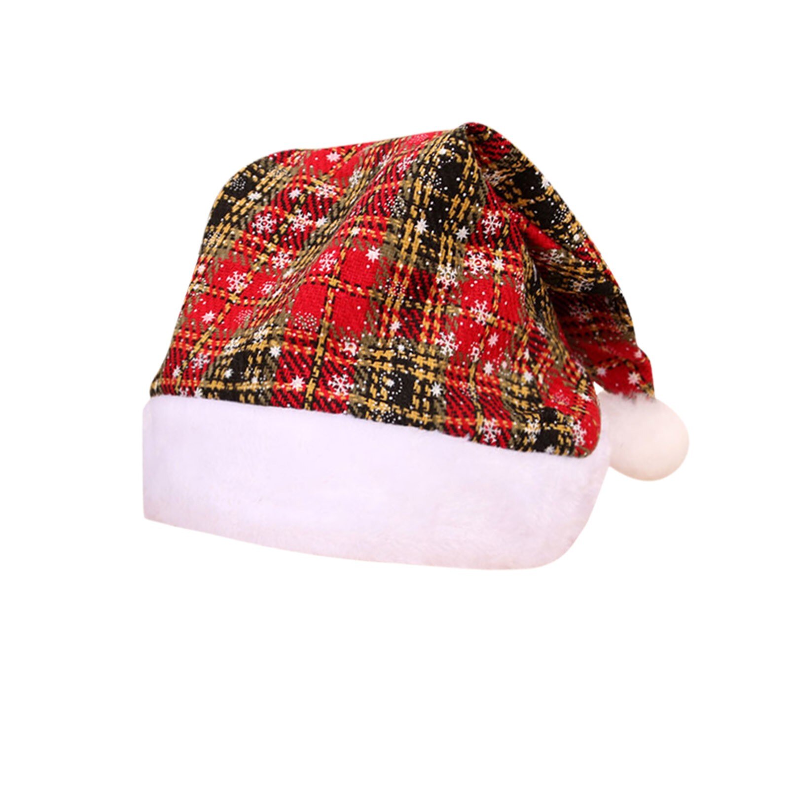 1PC Christmas Hat Plaid Santa Hat and Traditional Red for Christmas Costume Party Retro Classic Cosplay Cap новый год шапки: B