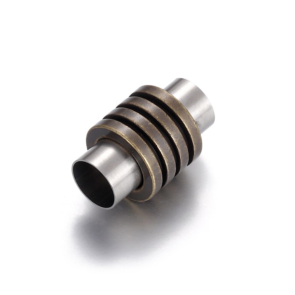 Stainless Steel Magnetic Clasps Column Hole 6mm Leather Cord Clasp Bracelet Magnet Buckle Closure DIY Jewelry Making Accessories: Antique Bronze