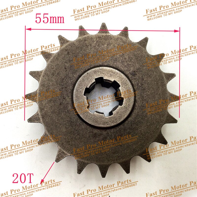T8F 11 14 17 20 T Tand Koppeling Versnellingsbak Front Pinion Sprocket voor 47cc 49cc 2 Takt ATV Quad Dirt Pocket Mini Motor Bike: 20T