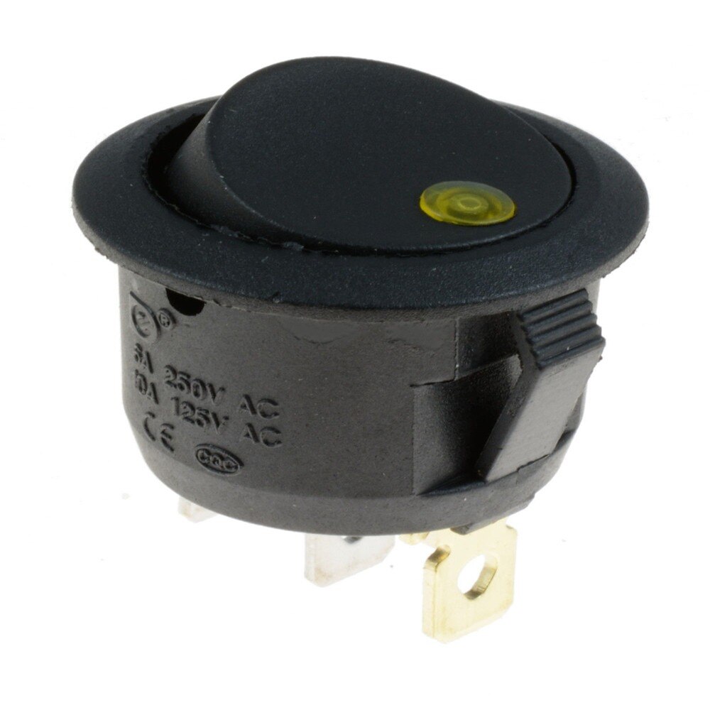 2 Pin 20mm ON/OFF Round Boat Rocker Switch Mini Waterproof Cap LED illuminated Car Dashboard Dash Boat Van 12V: Yellow Dot
