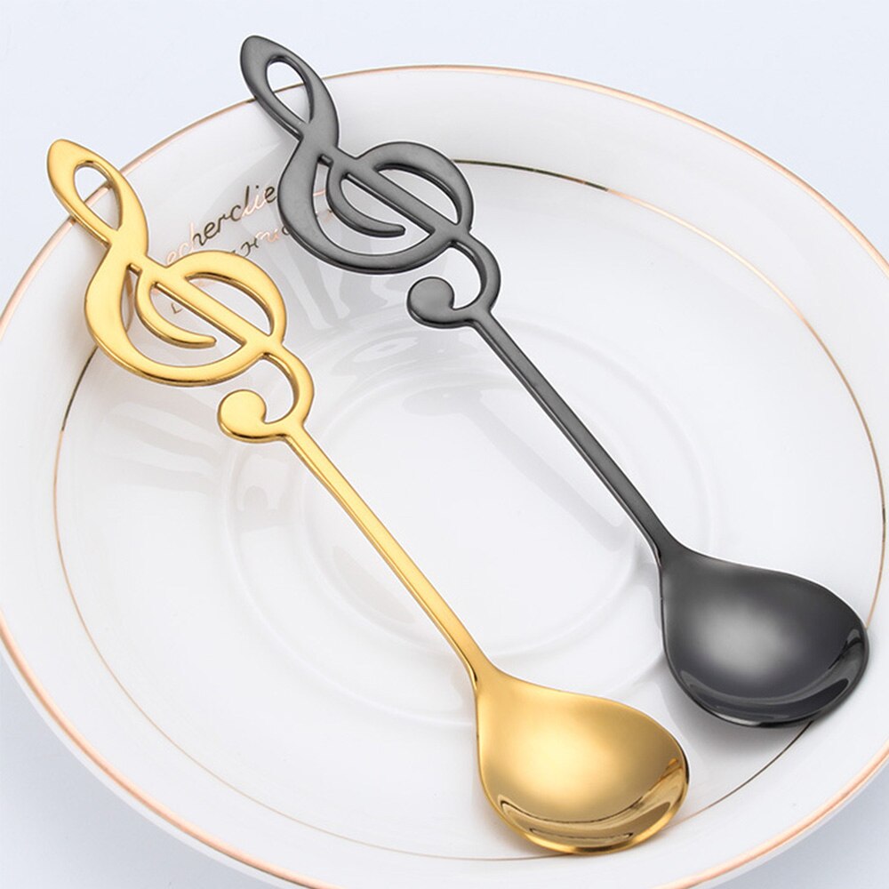 7 Colors Note Stainless Steel Coffee Tea Stirring Spoon Teaspoon Music Theme Metal Cake Dessert Ice Cream Spoons Flatware