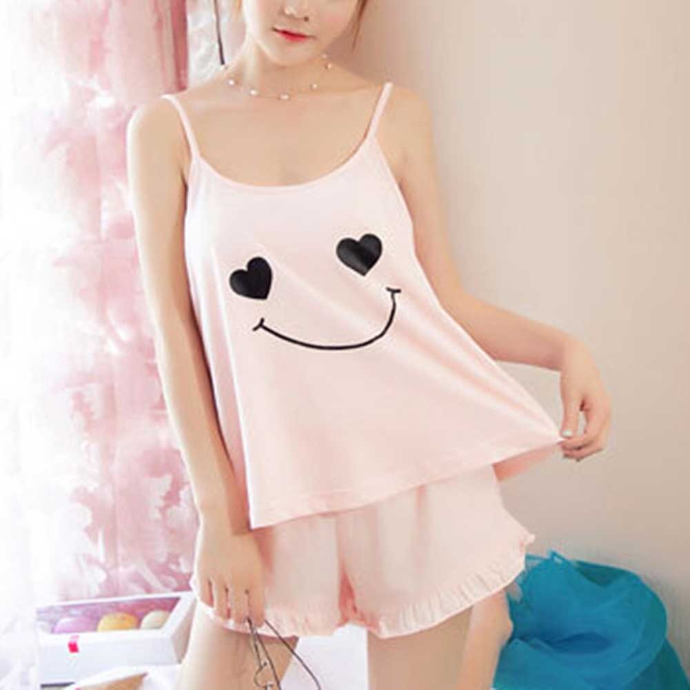 （Free ）Newly Women Girl Lady Sleeveless Nightgown Set Pajamas Sleepwear Summer Sling Comfortable For Home FIF66