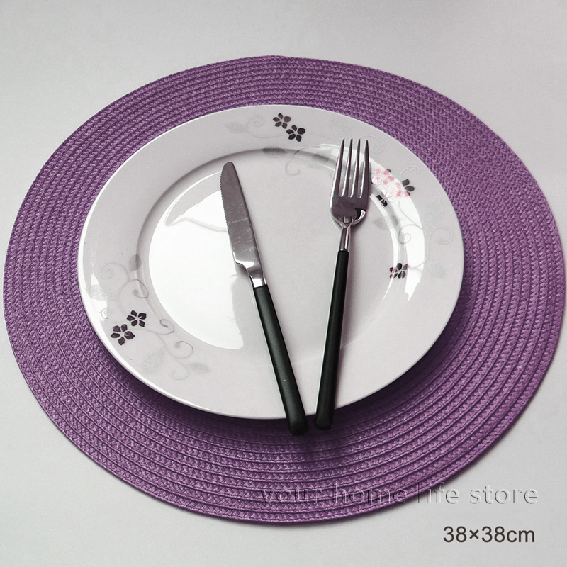 Round Placemats Set Braided Circle Place Mat Washable Table Mats for Kitchen Dining Table Mixed Color Non-Slip Place mats: S / green