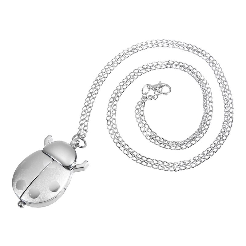 Reloj de bolsillo de mariquita y escarabajo para mujer y niña, cadena de Animal pequeño, collar con colgante de cuarzo Fob, de cumpleaños