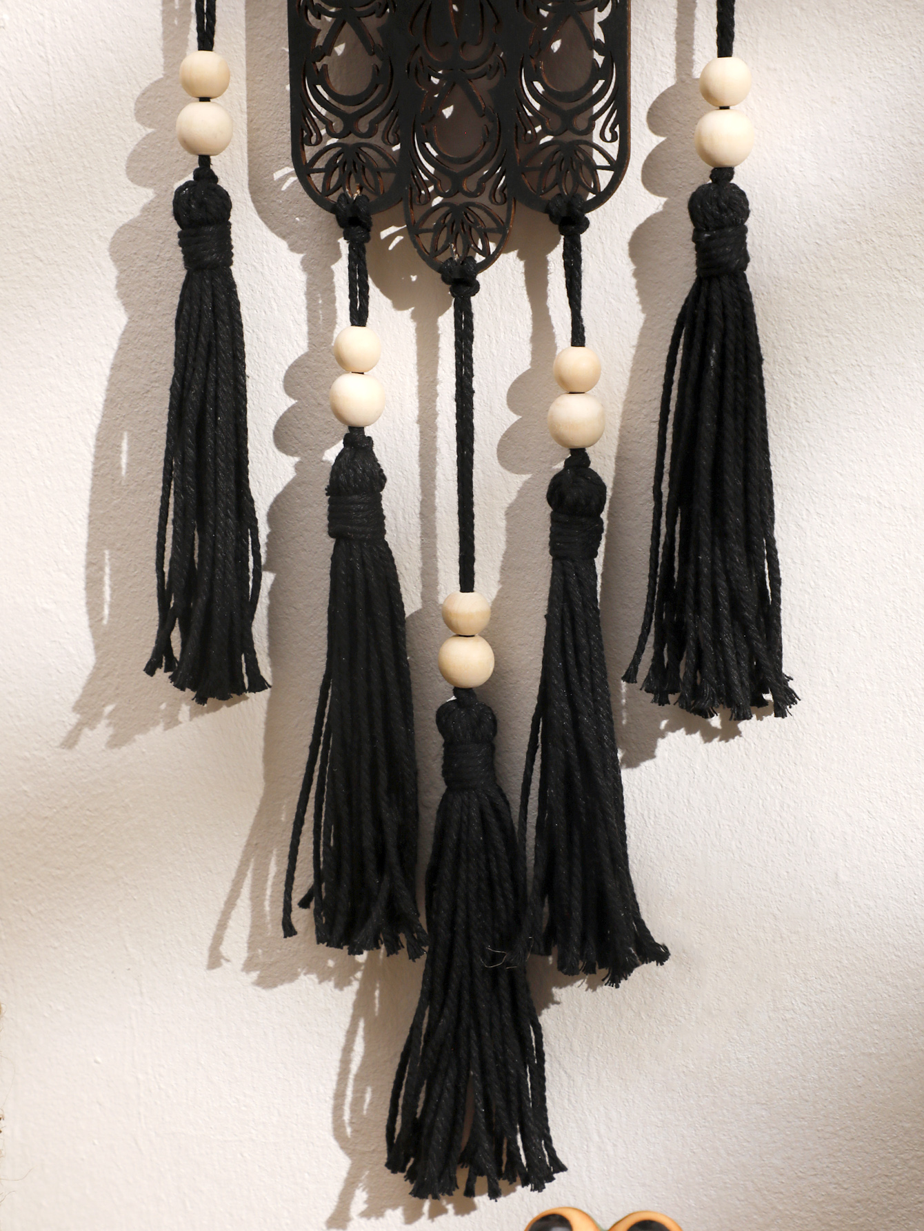 Houten wanddecoratie muurhangende Hamsa Hand Evil Eye Home Decor Macrame hangende decor Boho Home Decoration Macrame Room Ornament