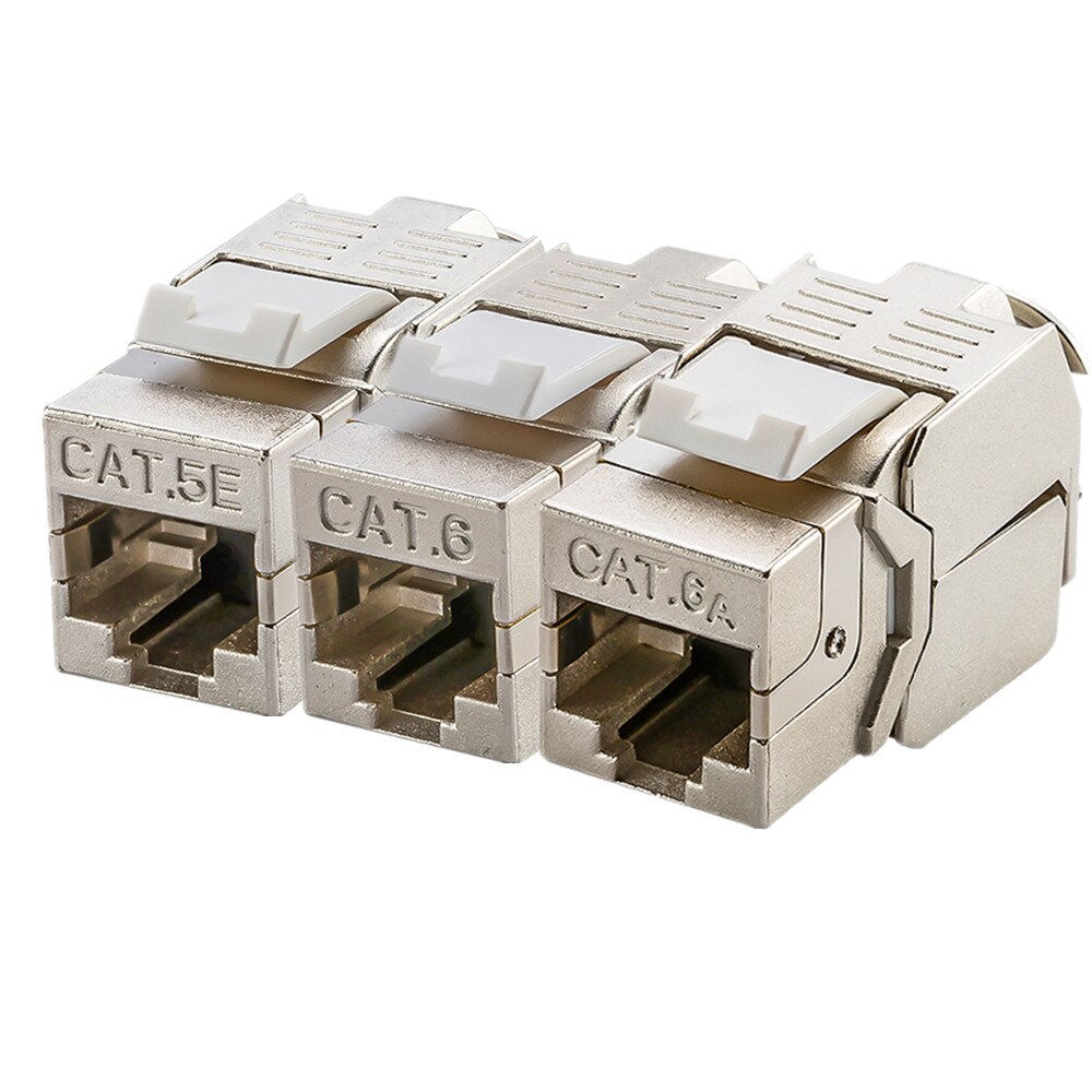 RJ45 Female Connector Cat5e Cat6 Cat6A Network Toolless Keystone Module Full Shielded RJ 45 Socket To LSA Toolfree Termination