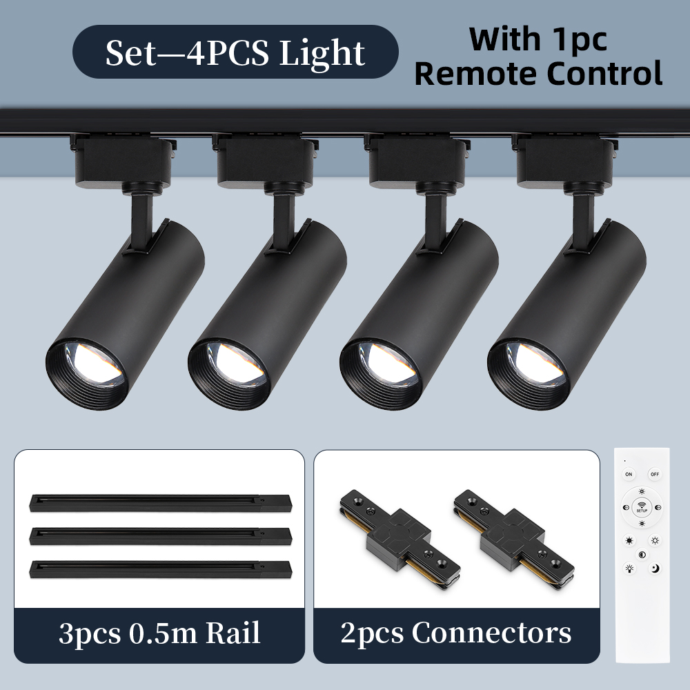 Led track spotlights with remote control, adjustable brightness, spotlight, led track lighting for living room, track ceiling light: Blue