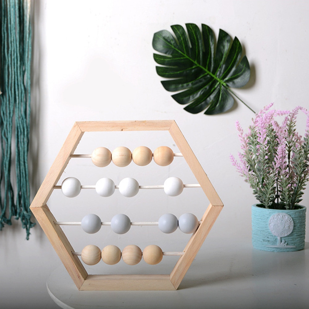 Scandinavische Stijl Babykamer Decor Baby Vroeg Leren Educatief Speelgoed Nordic Stijl Natuurlijke Houten Telraam Met Kralen Craft