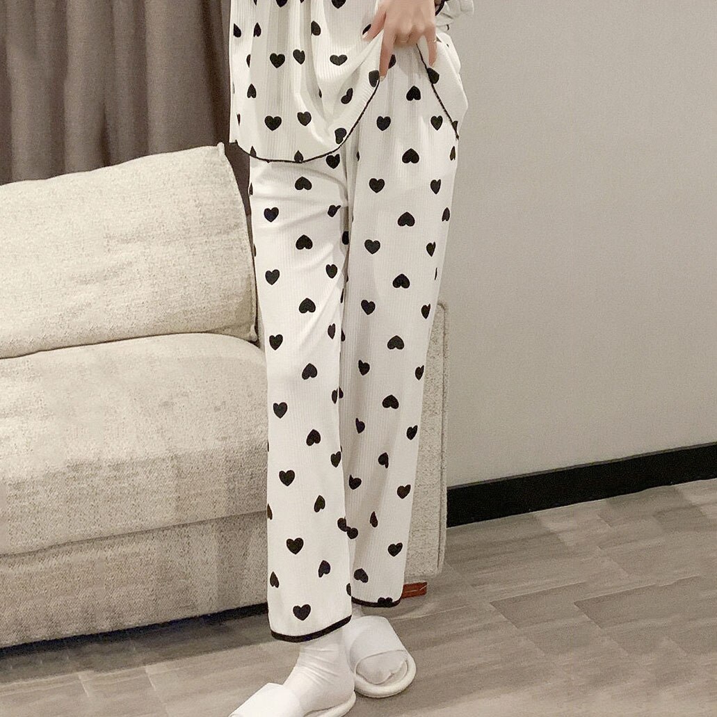 Conjunto de pijama de manga larga para mujer, ropa de dormir sencilla con cuello cuadrado y lazo, cómoda, holgada, informal, 2 piezas