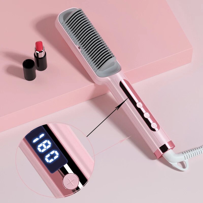 Comb Electric Hair Straightening Brush Anti-scalding Hair Straightening Comb Fast Heated Flat Iron Ceramic Hair Curler Curl