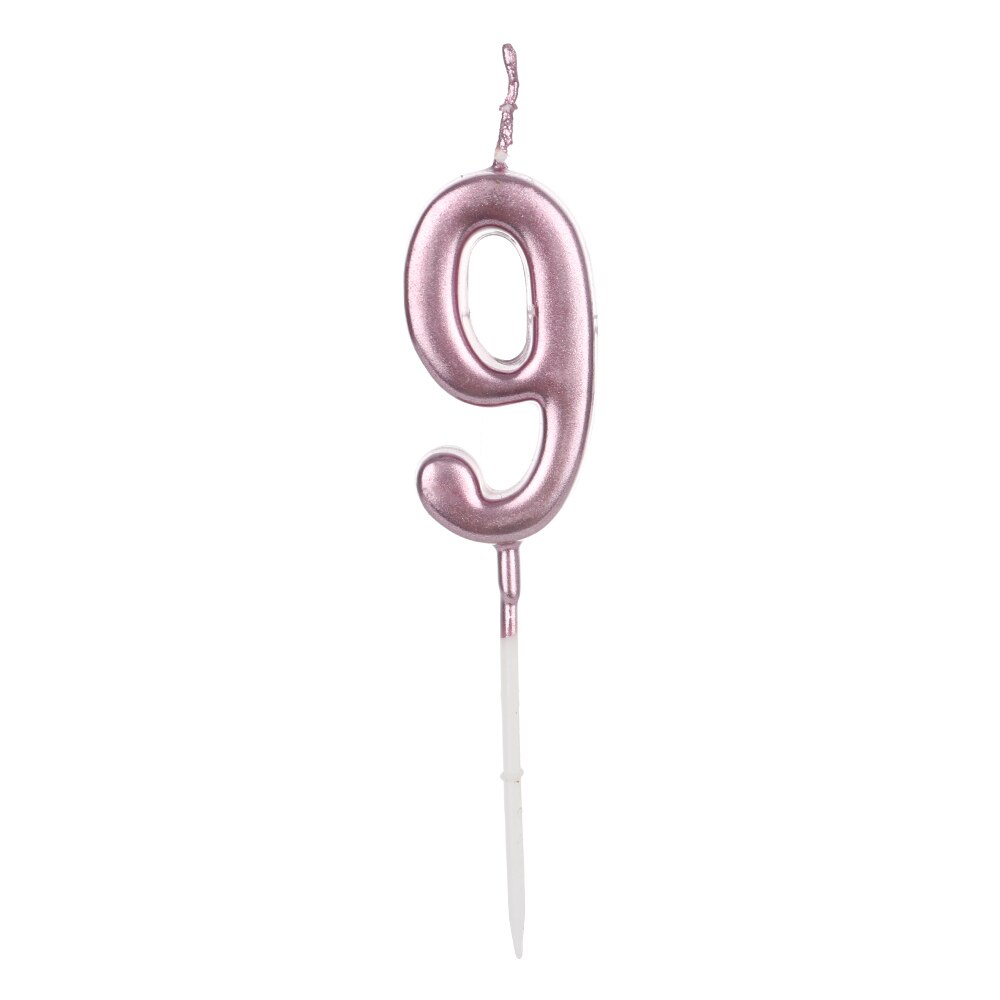 1 PC Gelukkige Verjaardag Nummer 0-9 Kaarsen Rose Gold Sliver Cake Topper Feestartikelen Cupcake Decor Cake topper: 9rose gold