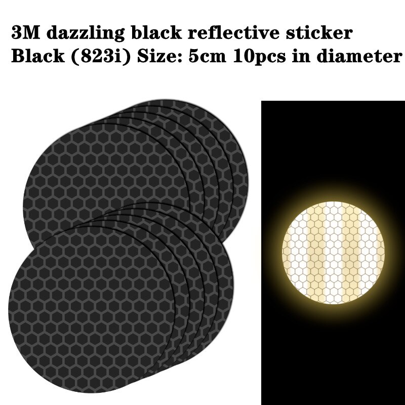 Cinta reflectante negra de 3M, pegatina adhesiva de grado de diamante, de seguridad, cinta de advertencia para bicicleta, automóviles, motocicleta, estilo de coche: diameter5cm