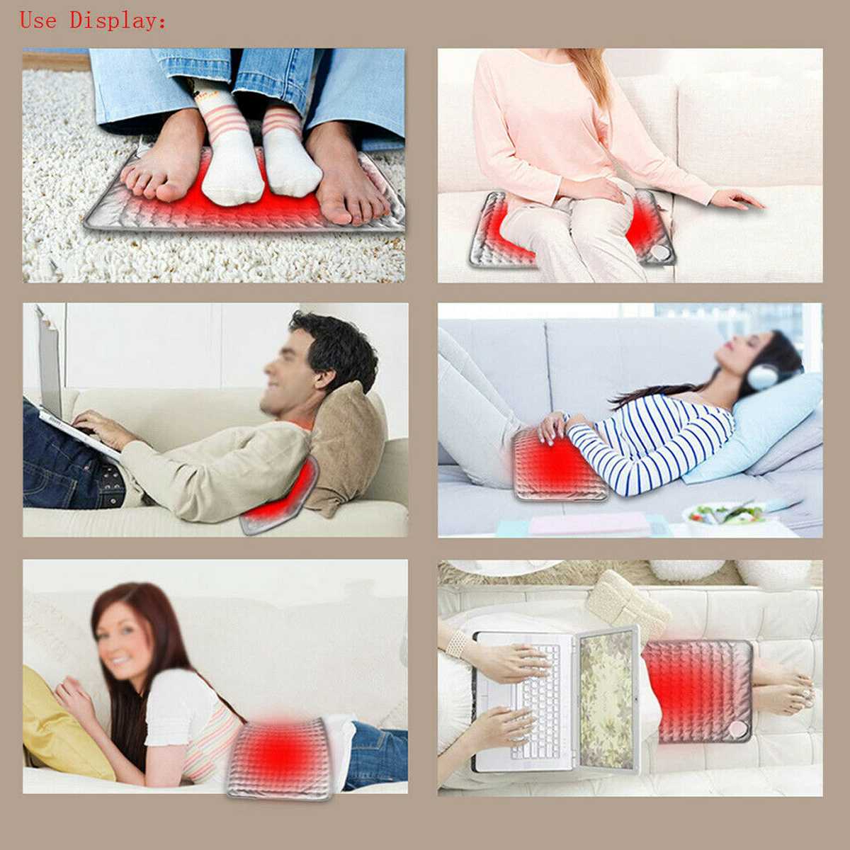 6 Heat Modes Microplush Electric Heating Pad for Abdomen Waist Back Pain Relief Winter Warmer Fast Heat Pad with EU/US Plug