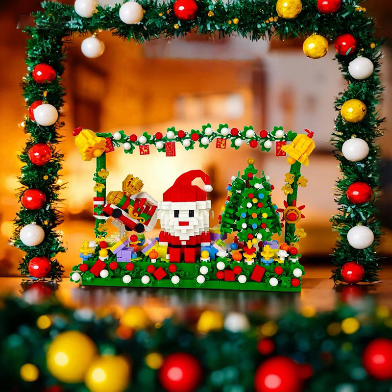 Christmas Micro Bricks Blocks Santa Claus Photo Puzzle Match Picture Frame Building Blocks Kids Toys DIY Home Decoration
