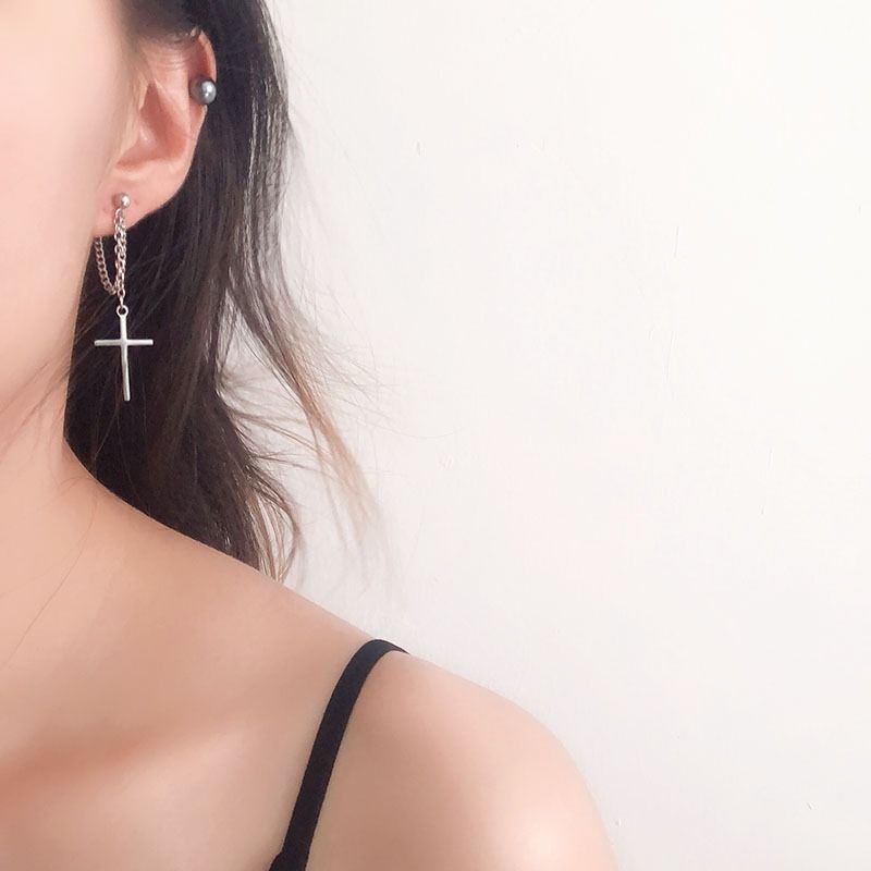 Korea Stil Harajuku Punk Kühlen Egirl Mädchen Kreuz Kette Anhänger Ohrringe Für Frauen Männer Bff Straße Hüfte hüpfen Schmuck