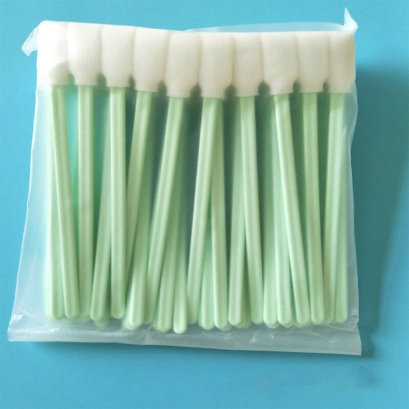 50Pcs Square Rectangle Sponge Tip Foam Swab Green Dust Free Cleaning Sticks for Inkjet Thermal Printers Optical Lens Camera Sens