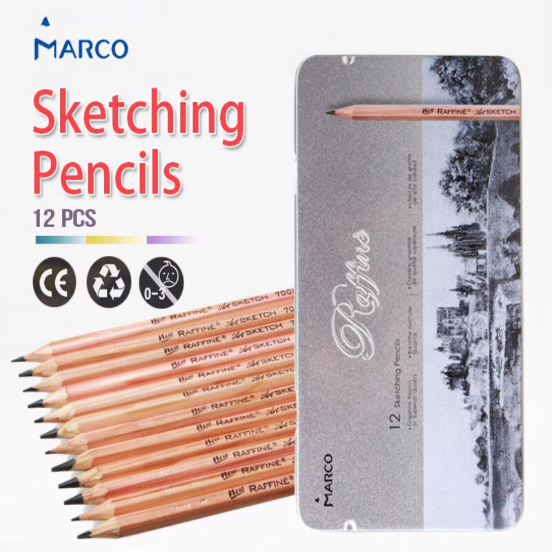 12Pcs 3 H - 9B art pencil sketch pencil drawing of fine arts painting log pencil office supplies school students