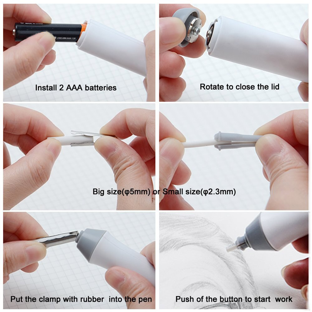 Electric Eraser Kit Automatic Pencil Eraser with 22pcs Additional Replaceable Rubbers Electric Eraser School Supplies H-best