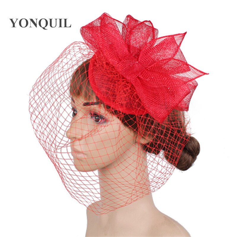 17 Colors bridal party wedding hat veils sinamay fascinator cocktai headpiece birthday veilling hats millinery MYQ097