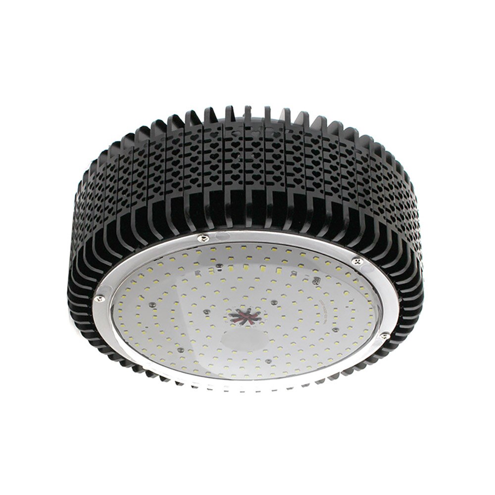 Campana LED industrial 150W, Chipled OSRAM, IC Driverless, Blanco neutro. Luminaria industrial con sistema de alimentación de estado sólido IC. Con anillo y cadena de sujección. Reflector opcional.