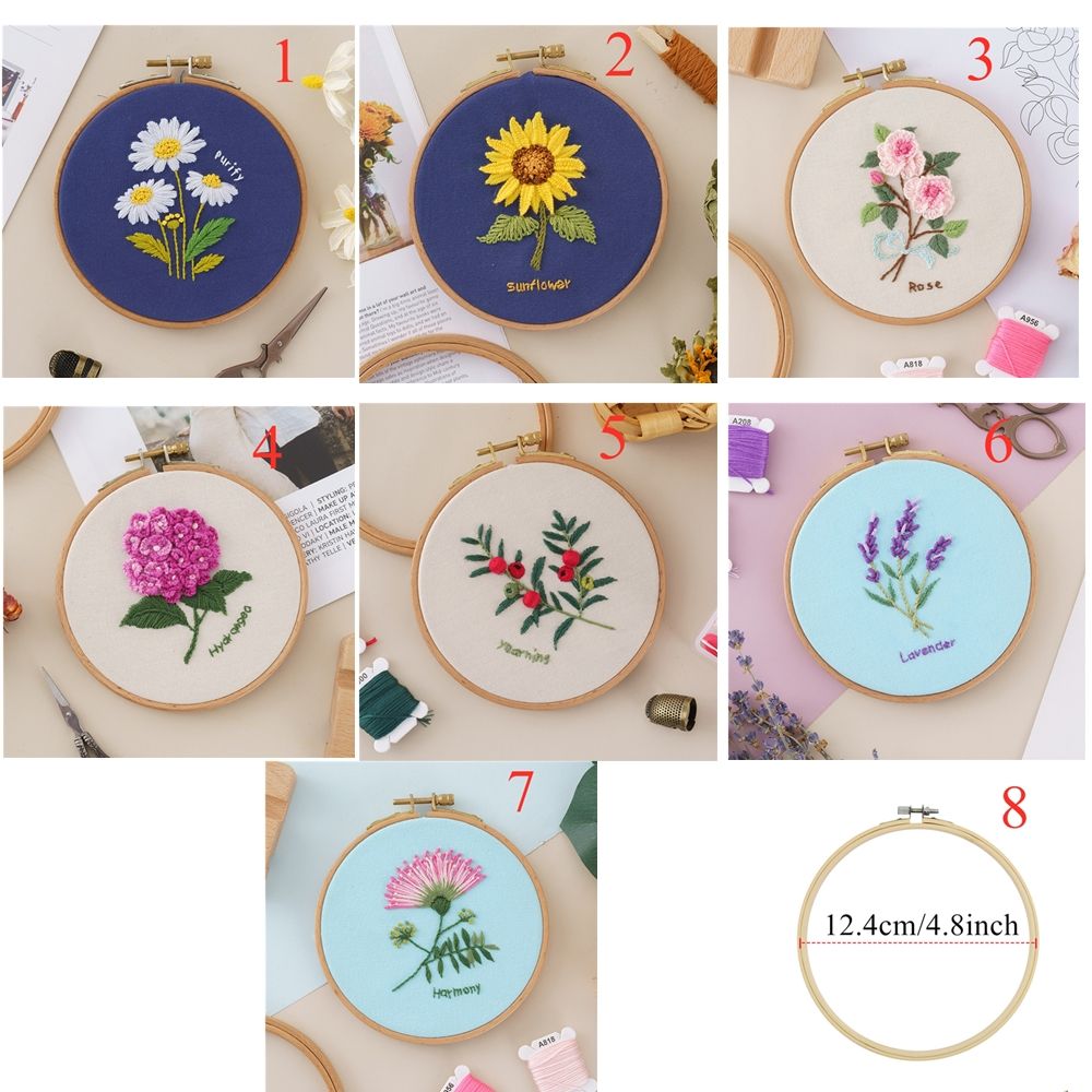 DIY Embroidery Kits Flower Painting Cross Stitch Material Kits Beginner Embroidery Set DIY Needlework Tools NO HOOP