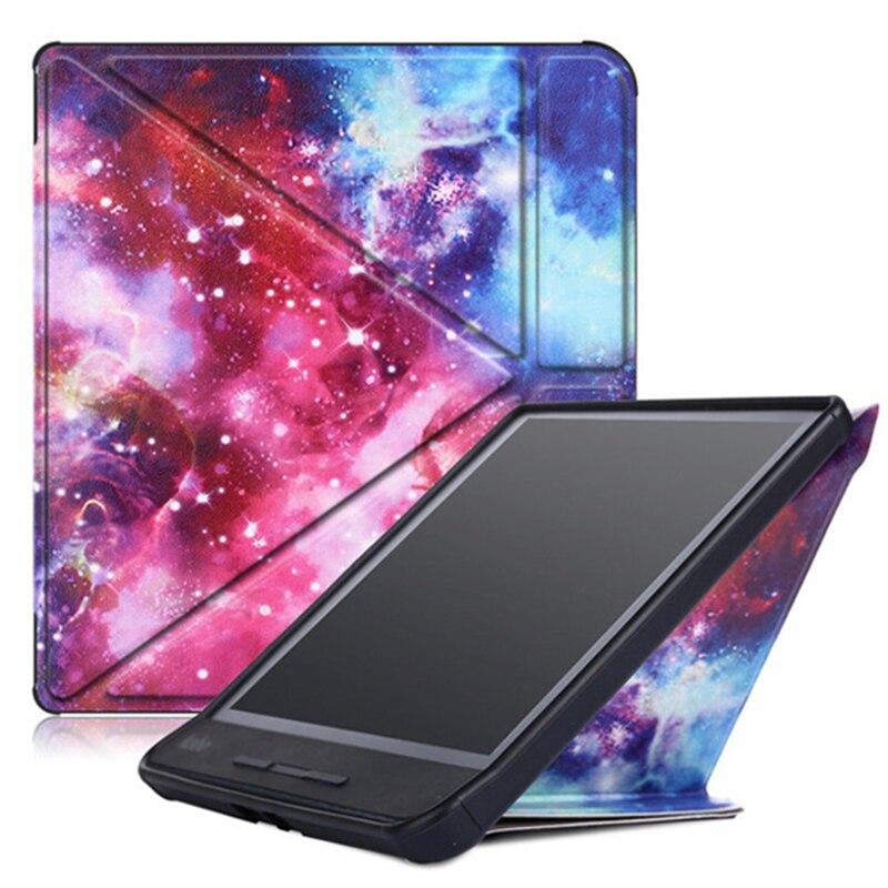 Case Voor Alle 7 "Kobo Libra H2O Ebooks Pu Lederen Multi-Angle Stand Cover Voor tolino Vision 5 Auto Sleep/Wake + Stylus: Milky Way