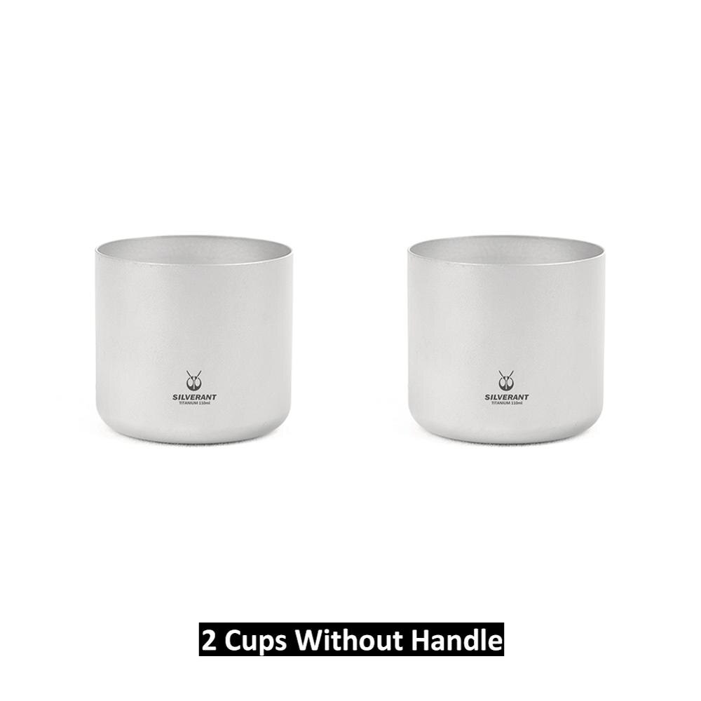 Silverant Caneca de café de titânio 110 ml copo de parede dupla condensar recipiente de café com alça de titânio para acampamento ao ar livre: 110ml 2 Mugs