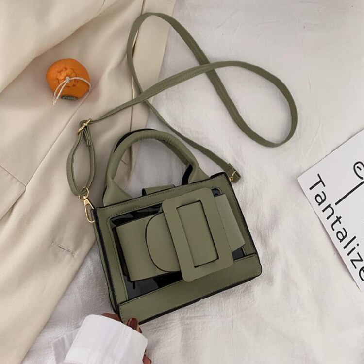 Zomer Mode Schoudertas Kleine Handtassen Voor Vrouwen Pu Leer Transparante Crossbody Tassen Voor Vrouwen Top-Handvat Tas: green