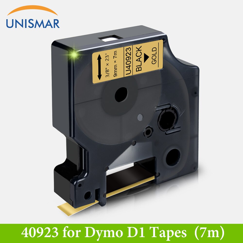 Unismar 9mm Label Tapes for Dymo D1 40913 40910 40917 40918 Label Manager 120P 210D 360D Label Writer 400 Label Maker 15 Color: Black on Gold