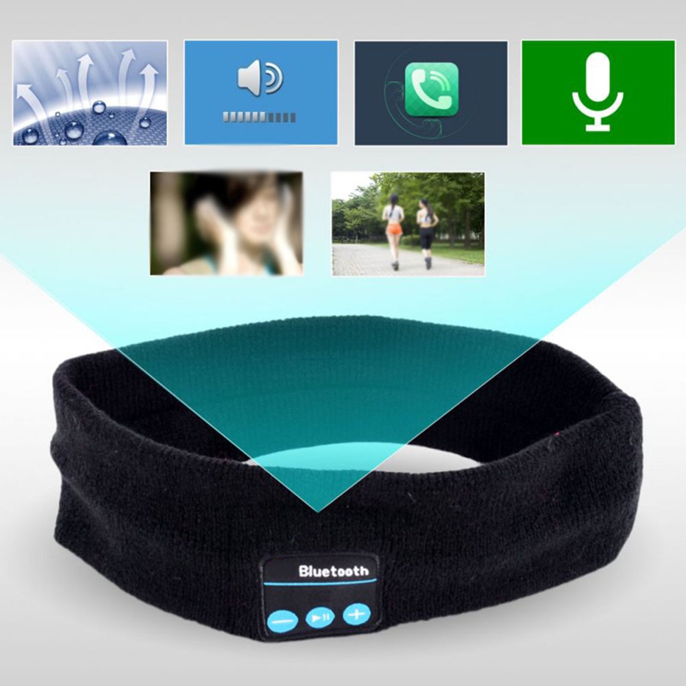 Sans fil Bluetooth musique téléphone Yoga en cours d'exécution respirant élastique Sport bandeau bandeau écouteur