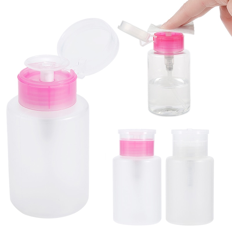 1Pc Lege Plastic Nail Polish Remover Alcohol Liquid Druk Pumping Dispenser Bottle Up Verwijderen Cleaner Hervulbare Flessen