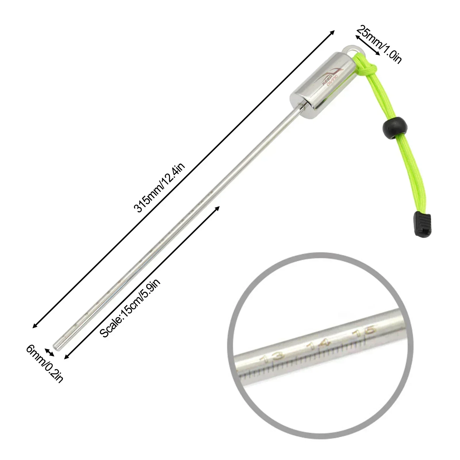 Duikrammelaar Ding Ding Stick roestvrijstalen onderwatersonde met handriemen Duikstok Pointer Rod Onderwaterschudder