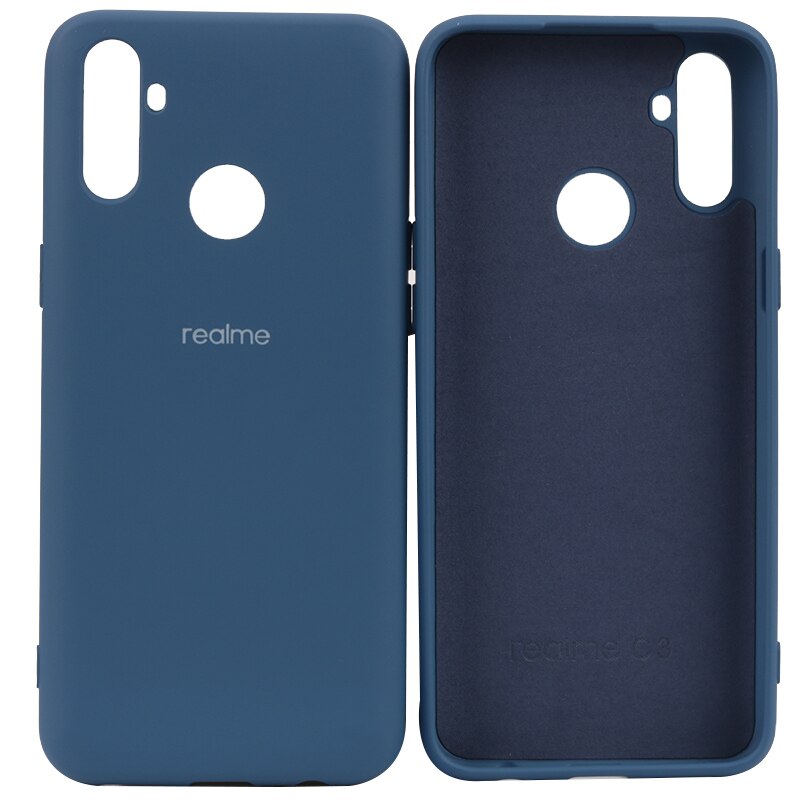 Original Realme C3 Flüssigkeit Silikon Telefon Fall Realme C3 Kamera Schutz Für Realme C3 Glatte Touch Fall: Lake blue