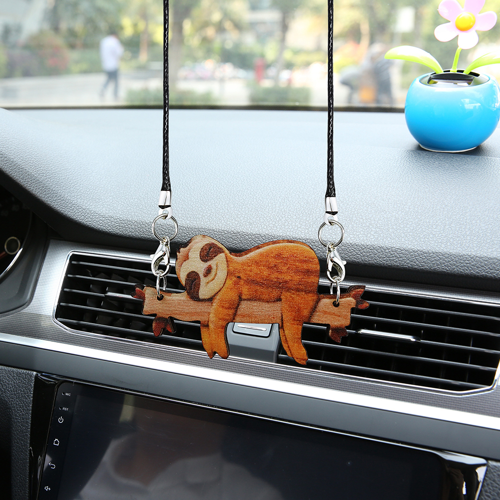 1Pc Houten Luie Luiaard Auto Hanger Auto Achteruitkijkspiegel Hanger Cartoon Cutehanging Ornament Auto Interieur Accessoires