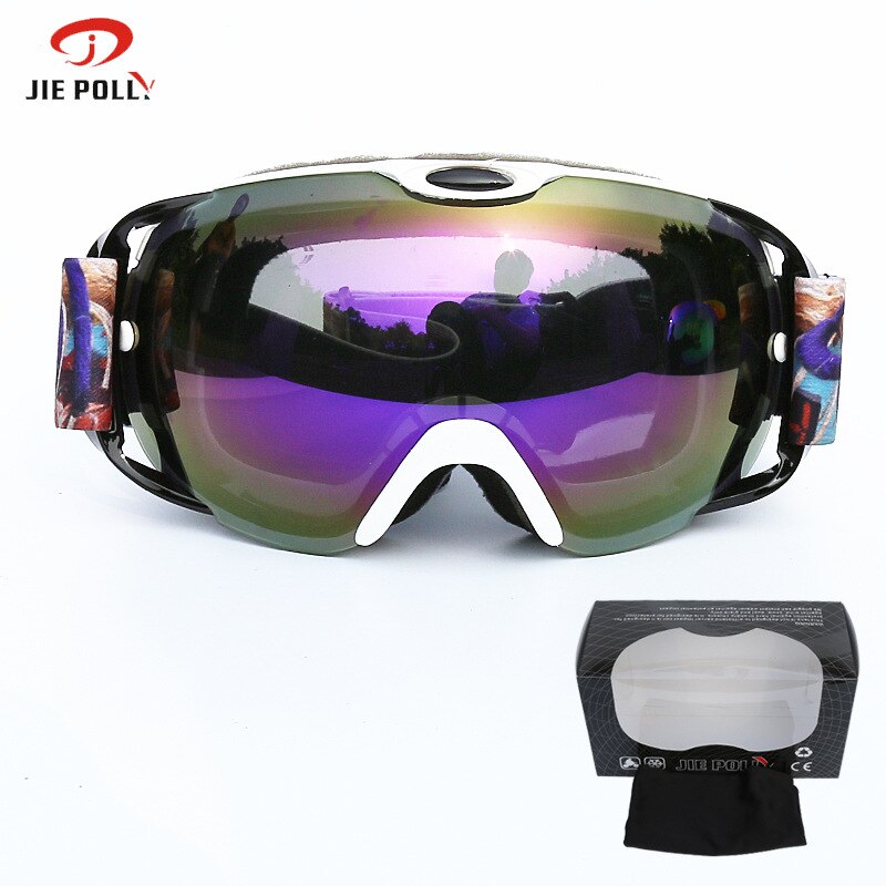 lv qi Ski Goggles Double Layer Anti-fog Ski Goggles Large Spherical Warm Cocker Myopia Windproof: White Box