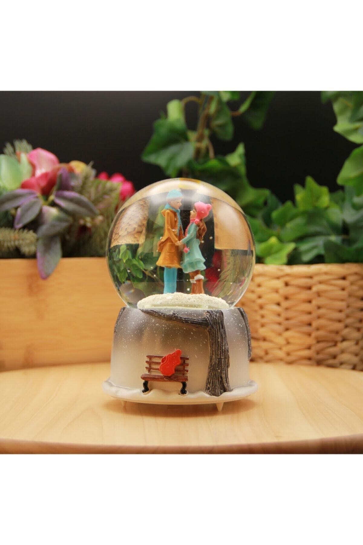 Illuminated Musical Snow Globe Romantic Valentine Orbs Girl Boy Glass Crystal Globes