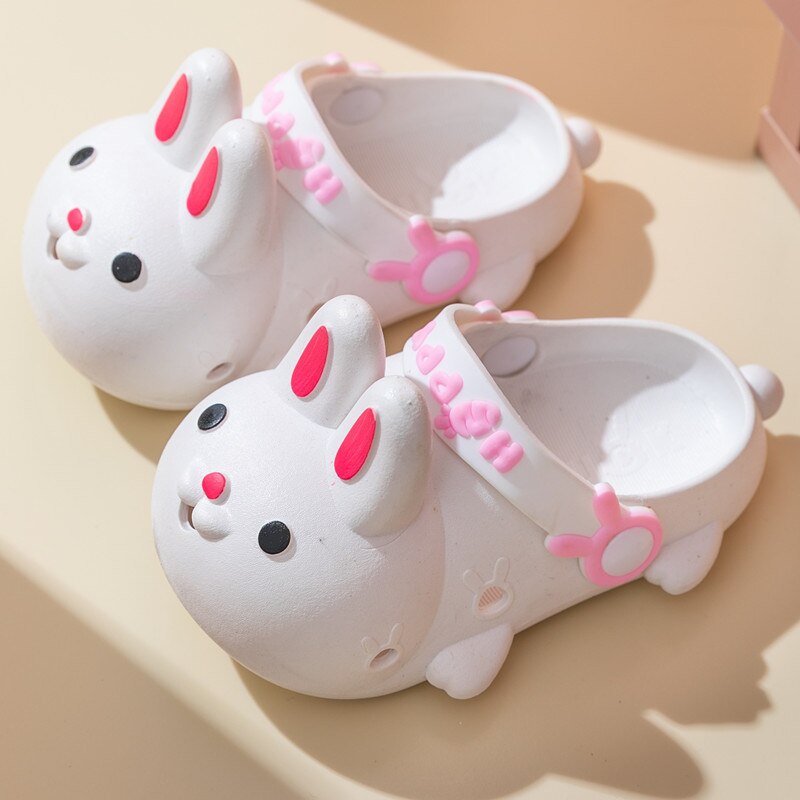 dzieci kapcie 2022 Słodki 3D króliki lato solidny różowy dziewczyny plaża sandały Dzieci moda fajny woda buty dla chłopcy jedyny w swoim rodzaju płaski: beige / 34-35(Inner 20.0cm