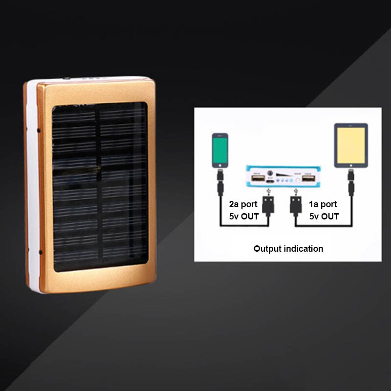 Banco de energía Solar con USB Dual, cargador de batería portátil, caja de luz de acampada, nueva linterna