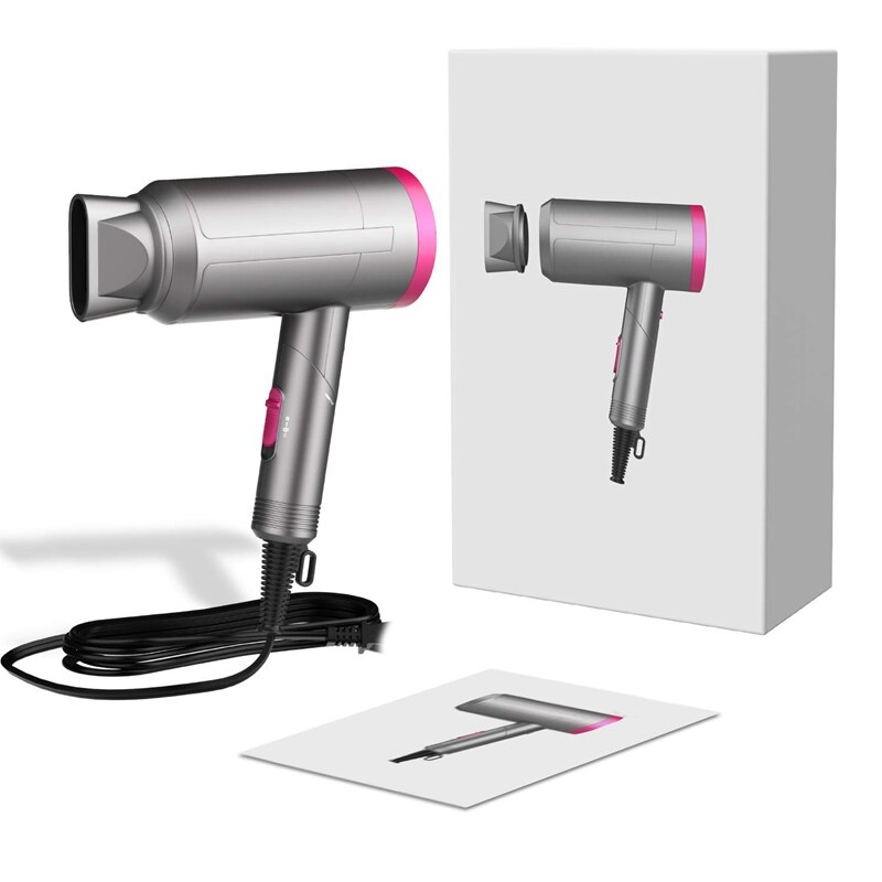 Salong hårføner 2 i 1 mini sammenleggbar hårføner bærbar netto rød hammer hårføner hotell hjemme reiser hårføner: Med opprinnelig eske / Eu