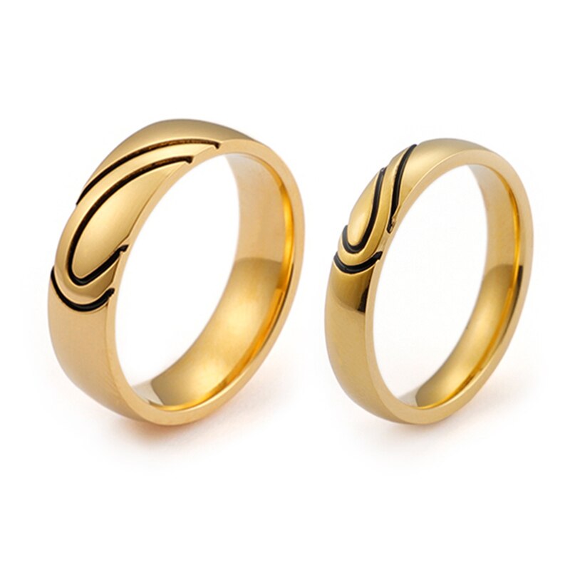 neue Schwarz Herz Geformt Paar Ring für Frauen Männer Gold Farbe Edelstahl Liebhaber Jahrestag Hochzeit Ring Schmuck