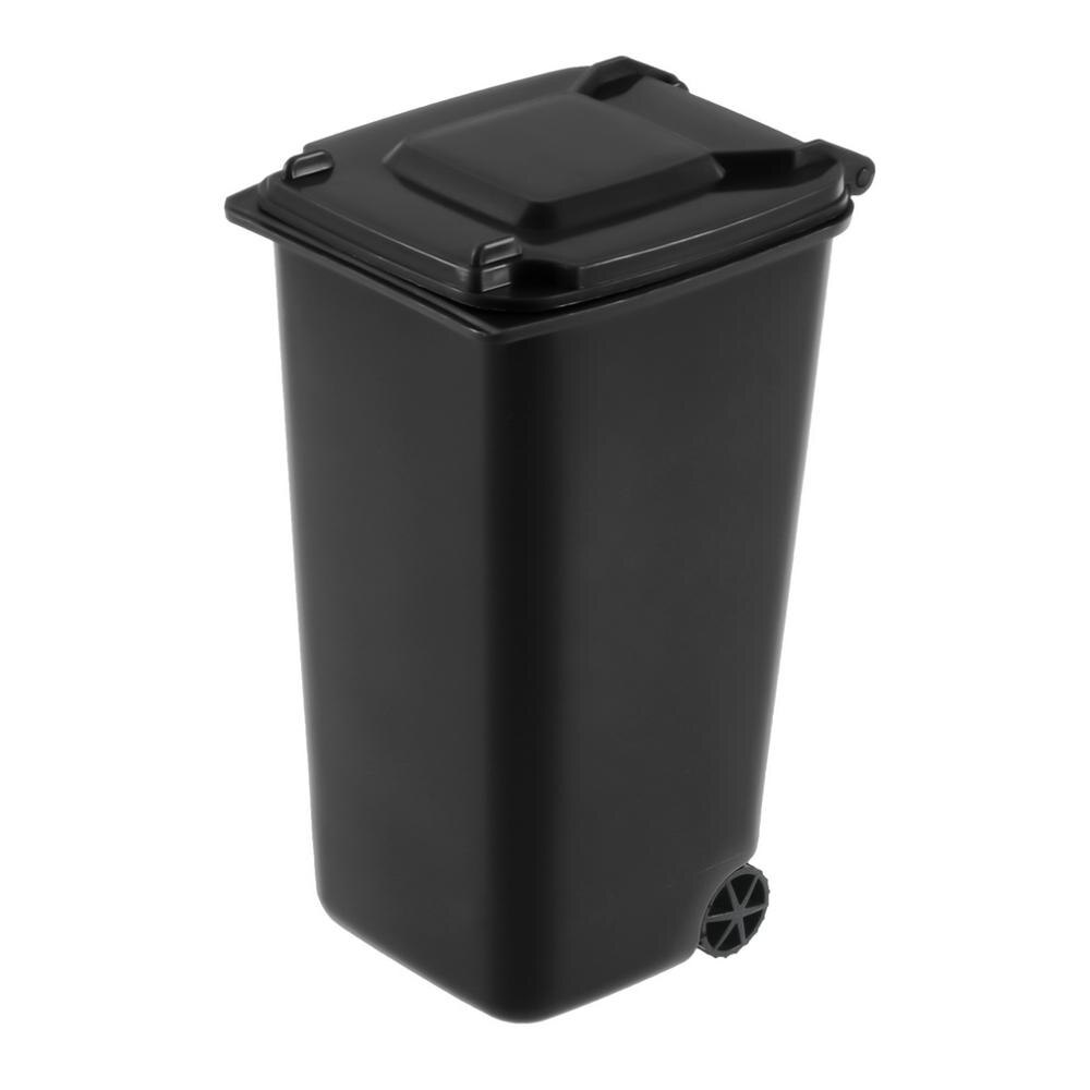 Mini Waste Bins Office Mini Plastic Wheelie Bin Desk Pen Organizer Stationery Organiser Sundry Storage Bucket: black